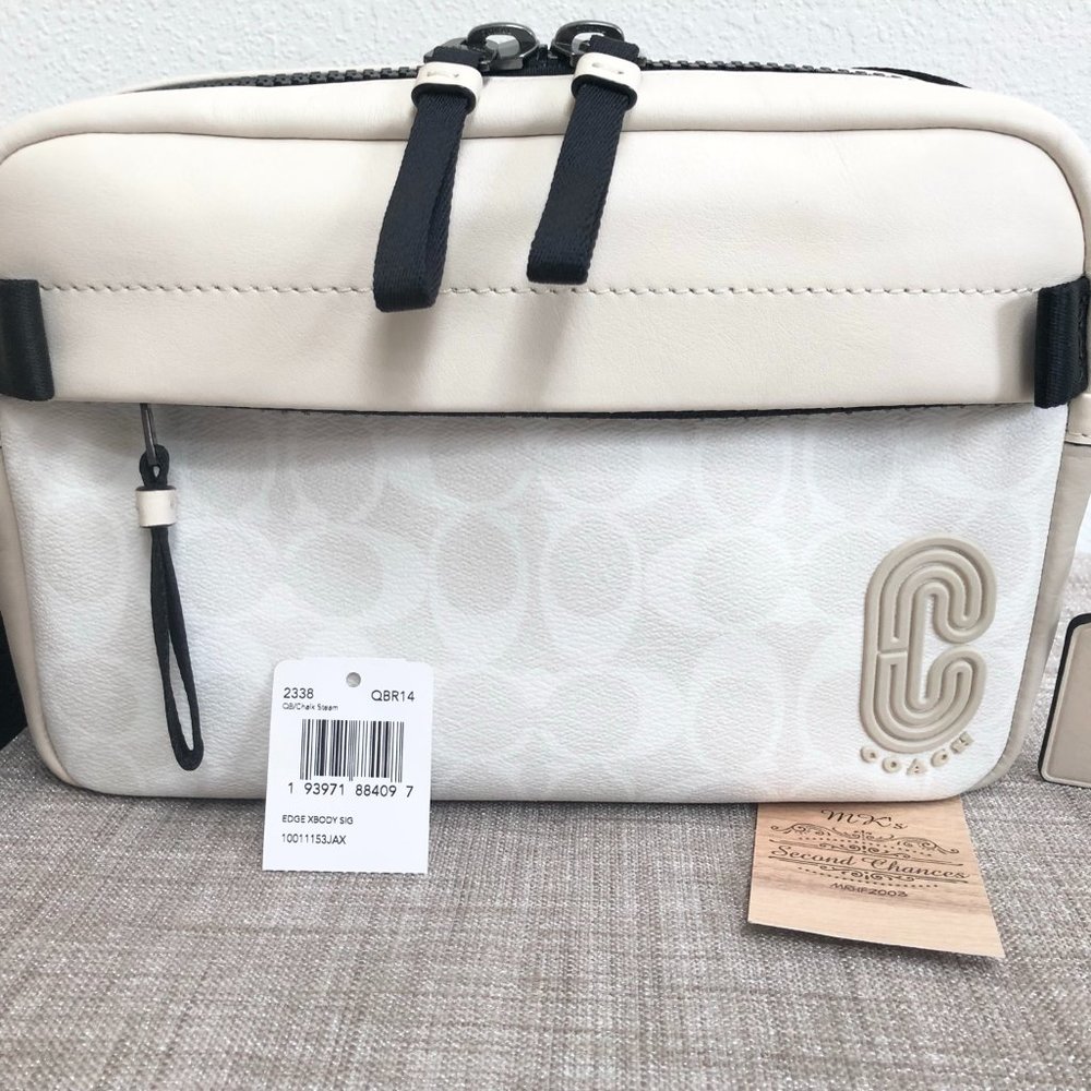 COACH EDGE SIGNATURE CROSSBODY BAG 2338 in Chalk - EUC